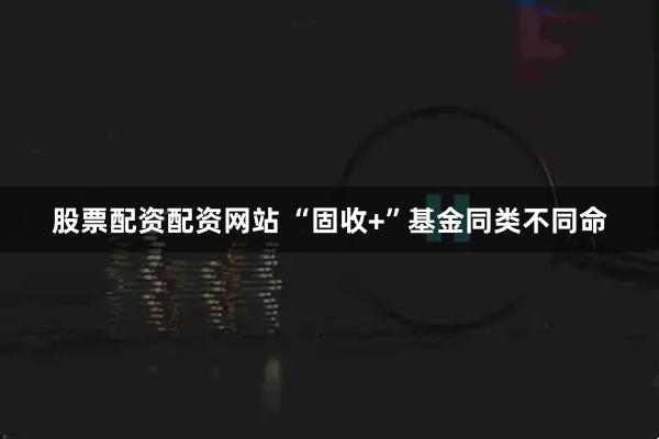 股票配资配资网站 “固收+”基金同类不同命